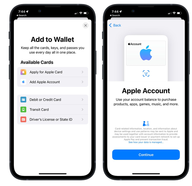南漳苹果手机维修分享iOS 15.5钱包App如何添加 Apple 账户 